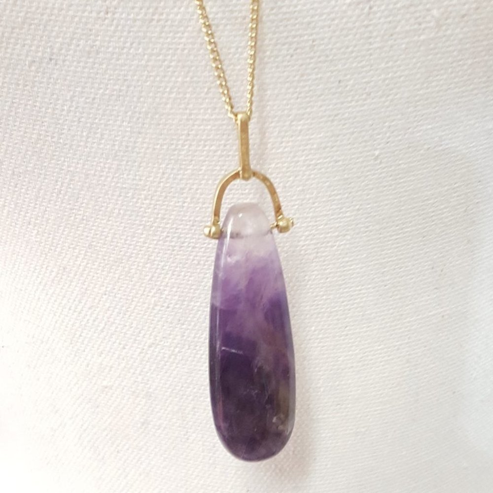 Amethyst Pendant Necklace Long - Picture 6 of 7